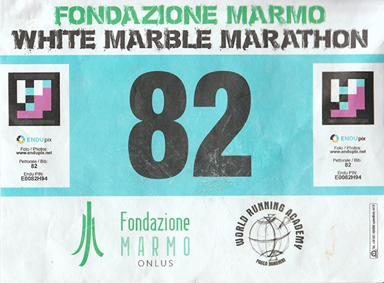Pettorale 82 della White Marble Marathon